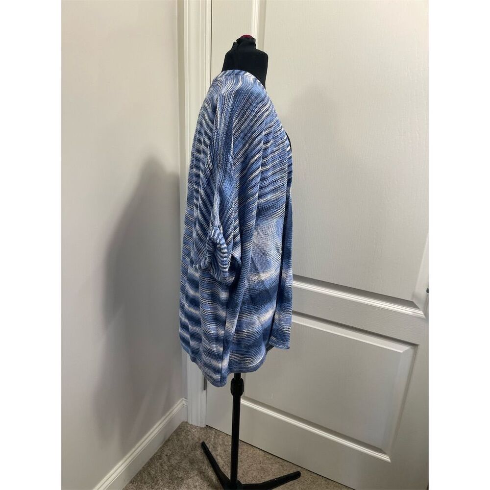 GAP Women's Blue Knit Stripe Open Front Cardigan Sweater Size M (sku269) - Picture 4 of 10